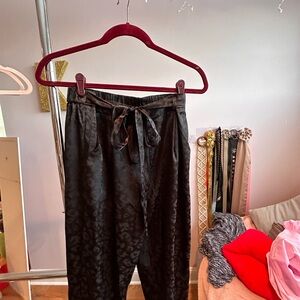 Elegant Black Jacquard Pants